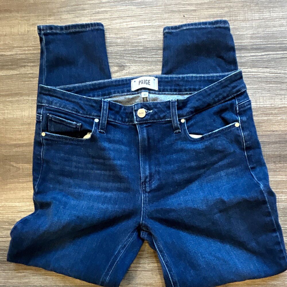 PAIGE Womens Skinny Jeans 32 Blue Dark Wash Denim Slim Fit 5-Pocket